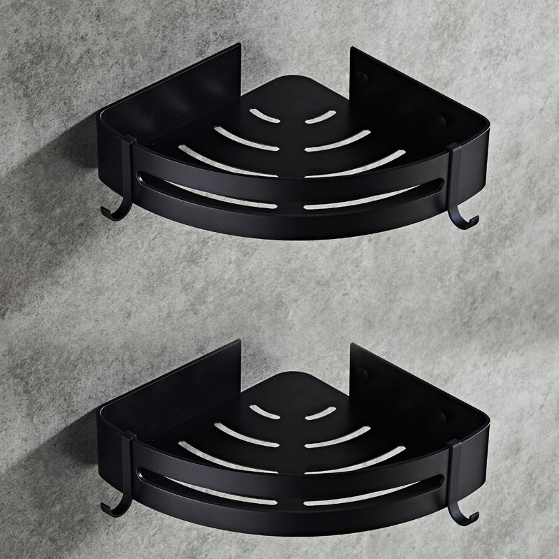 众之亿免打孔浴室角篮黑色三角形淋浴房置物架三脚架卫生间转角收