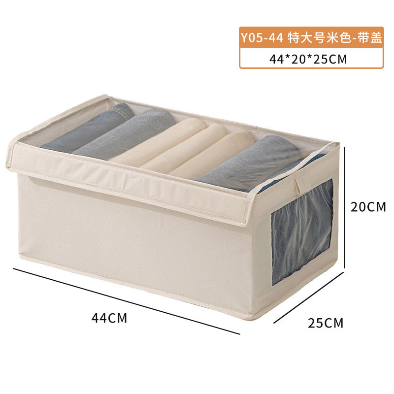 新款日式大号可视窗棉麻收纳盒可折叠装衣服衣物的家用布艺收纳箱
