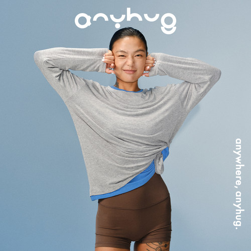AnyHug 宽松透气罩衫女夏季薄款日常防晒上衣度假健身瑜伽长袖T恤