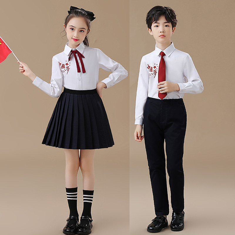 元旦儿童合唱演出服学院风中小学生唱歌朗诵口才演讲比赛男女长袖