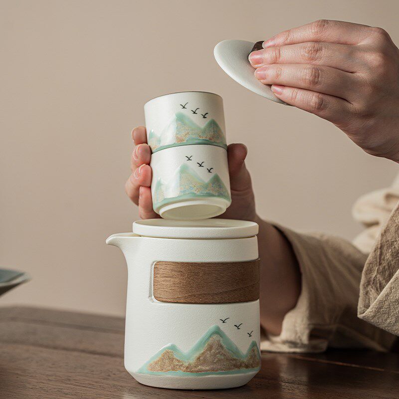 旅行茶具随身套装一人饮茶壶茶杯功夫泡茶壶便携式快客杯一壶二杯