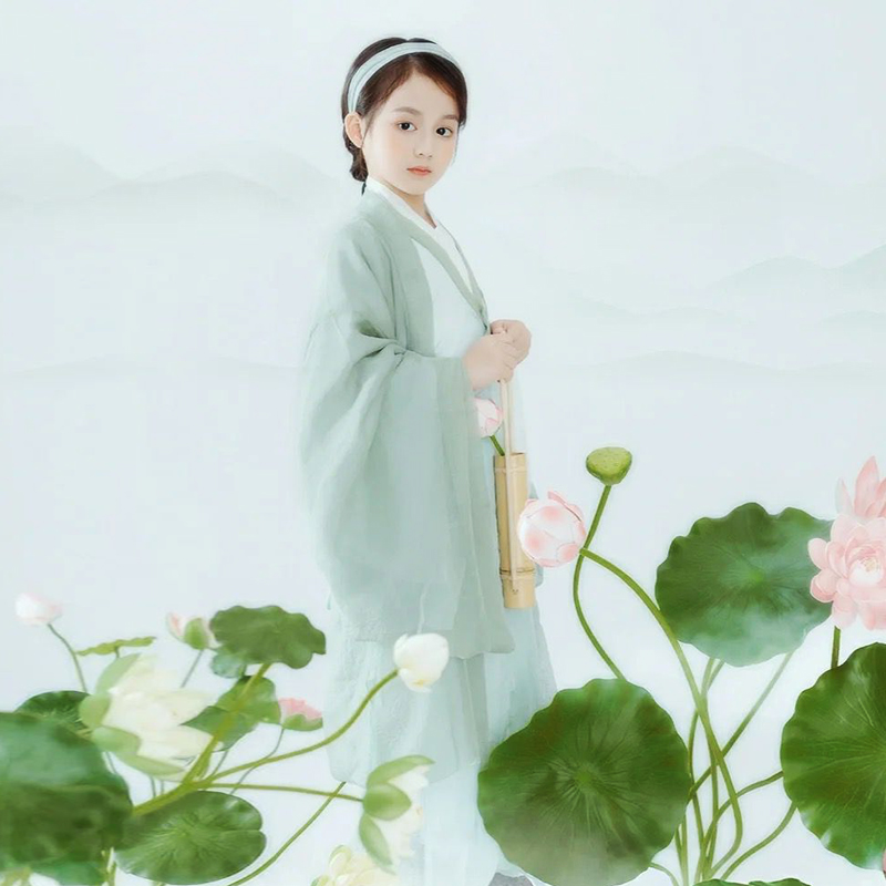 汉服女童魏晋大袖衫亲子装仙侠气男古装古典舞演出服女儿童中国风