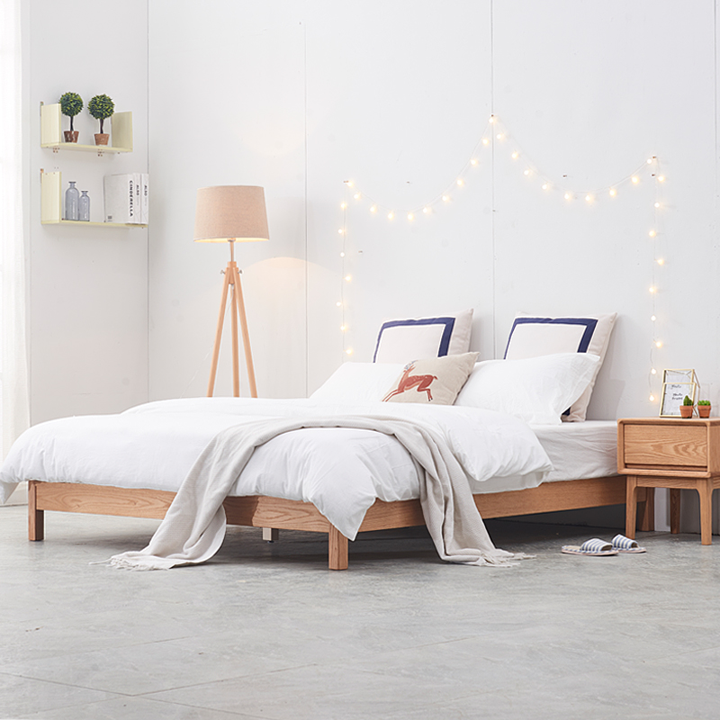 榻榻米床实木床定制红橡木黑胡桃阁楼民宿酒店无床头床架北欧矮床