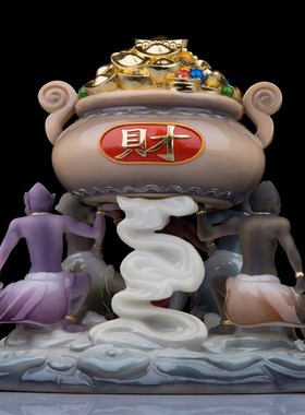 五鬼像汉白玉五路财神五小鬼五灵公手工艺品摆件家居装饰摆件