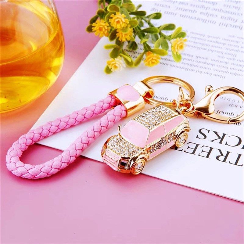 满钻路虎模型汽车钥匙扣女韩国可爱创意精致包包挂件钥匙链圈礼品