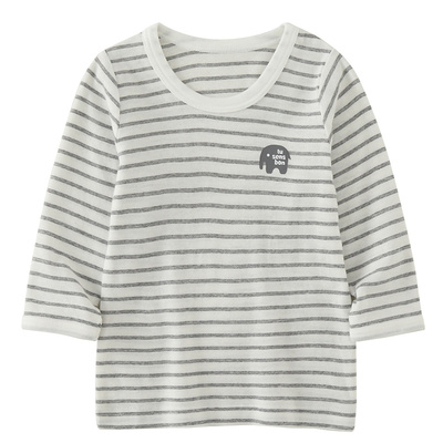 春夏季儿童长袖T恤纯棉薄款A类男童女宝宝上衣圆领睡衣打底衫吸汗