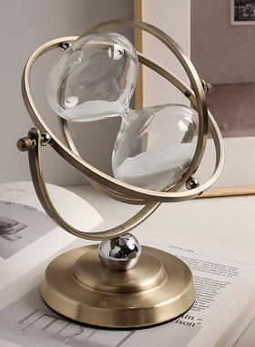 创意轻奢地球仪时间沙漏摆件计时器30分钟客厅酒柜书房桌面装饰品