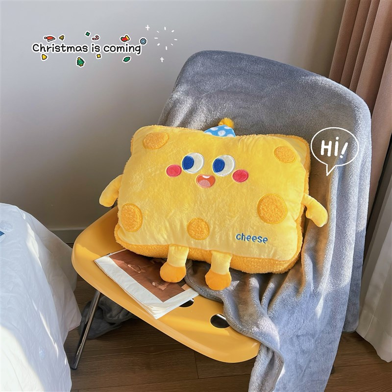 曲奇芝士暖手抱枕被子两用靠枕车载办公室午睡神器枕头毯子二合一