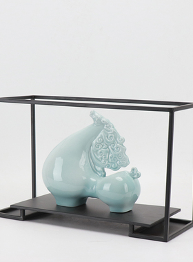 新中式陶瓷马摆件家居饰品酒店博古架客厅玄关酒柜软装骏马工艺品