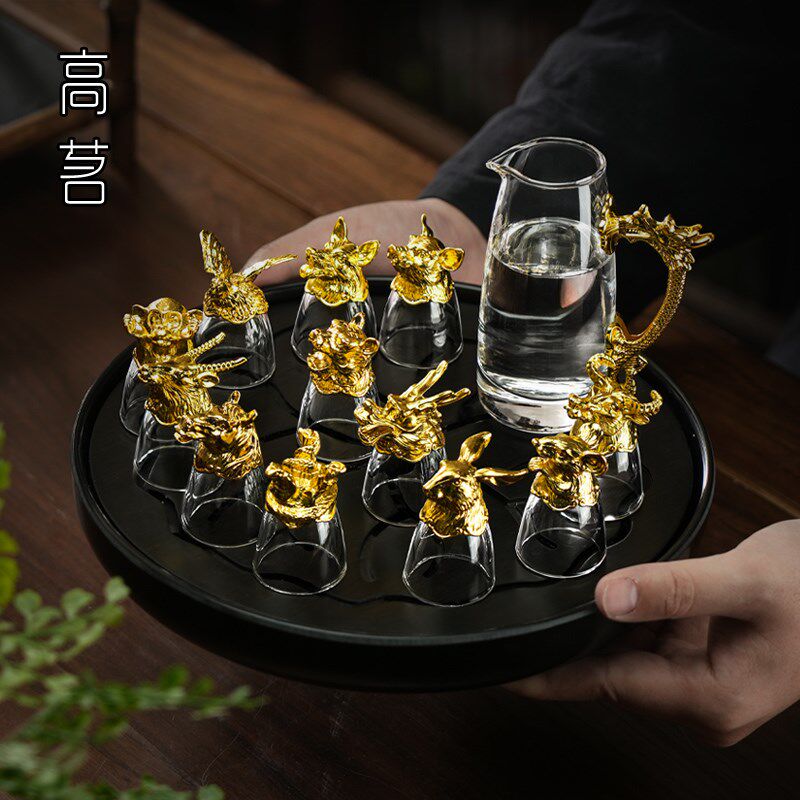 十二生肖白酒分酒器小酒杯酒具套装小酒盅家用水晶玻璃小杯子高档