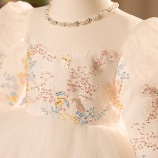 儿童礼服公主裙花童生日晚礼服钢琴演奏演出服女童礼服长袖高级