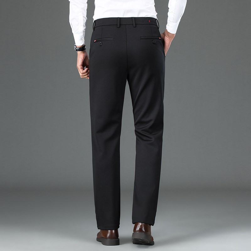 中年爸爸春夏男士宽松直筒长裤子高腰弹力男裤中老年人休闲西装裤