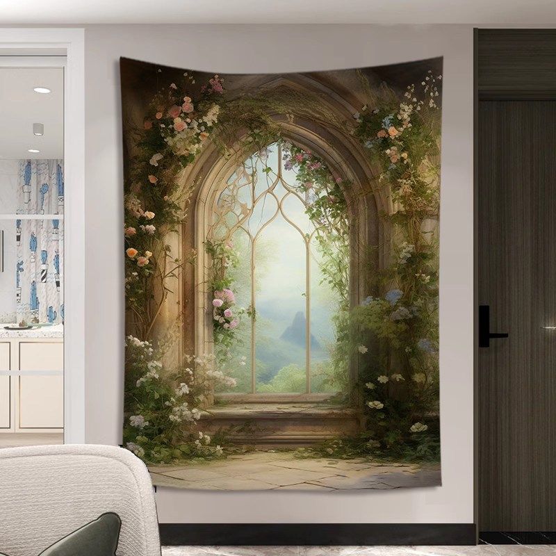 欧式梦幻窗户背景布小众挂布房间卧室装饰布直播拍照墙壁布置挂画,居家布艺,挂毯/壁毯,淘宝优惠券,粉丝福利购,淘宝优惠卷