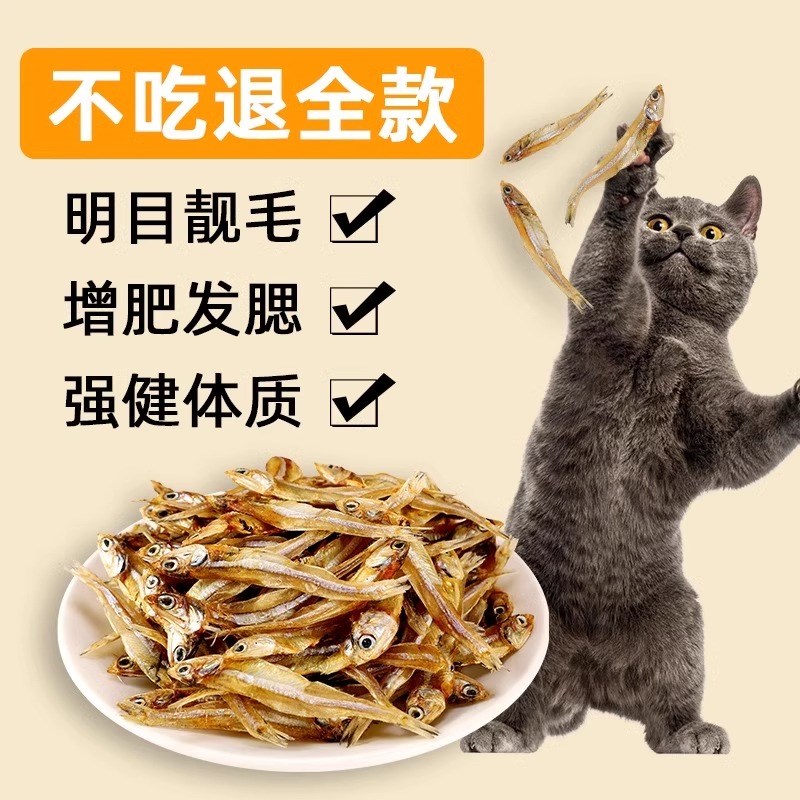 银渐层专用猫咪零食小鱼干宠物无盐幼猫增肥发腮补钙磨牙猫粮冻干