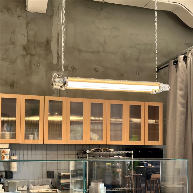 美式工业风餐厅吊灯咖啡店吧台餐桌荧光灯创意银色长条灯酒馆吊灯