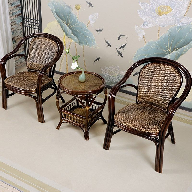 天然藤编小藤椅三件套室内老人椅靠背椅单人休闲椅阳台手工腾椅,住宅家具,阳台椅,淘宝优惠券,粉丝福利购,淘宝优惠卷