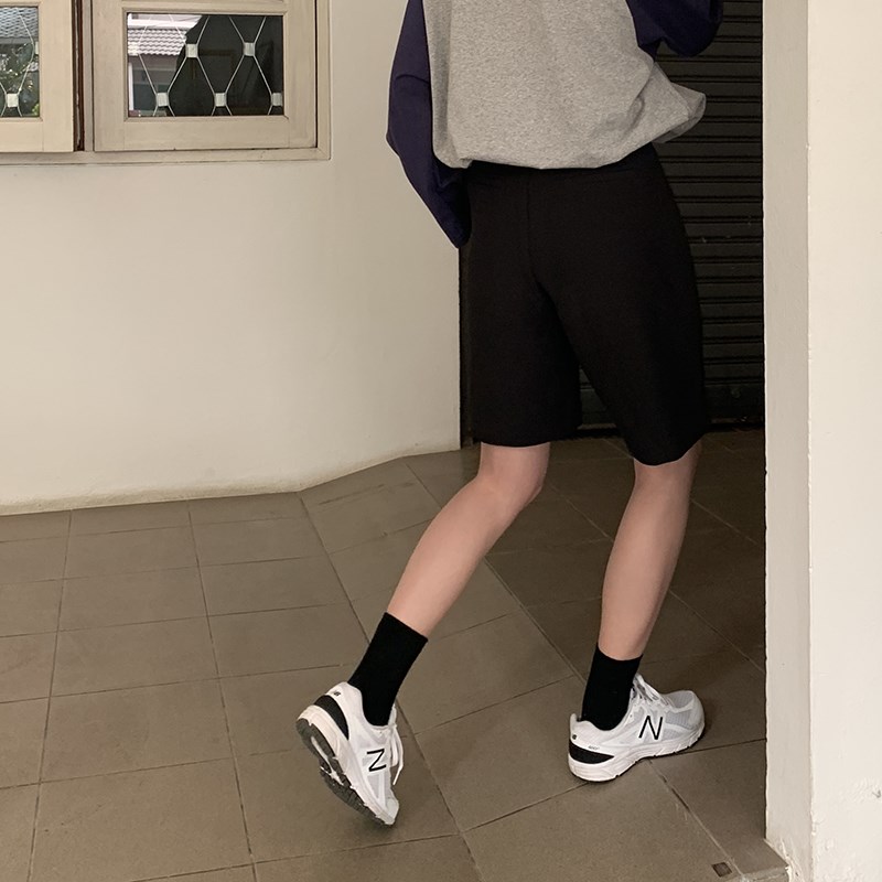 大码五分裤女直筒港味夏季新款胖妹妹高腰阔腿宽松直筒西装短裤女