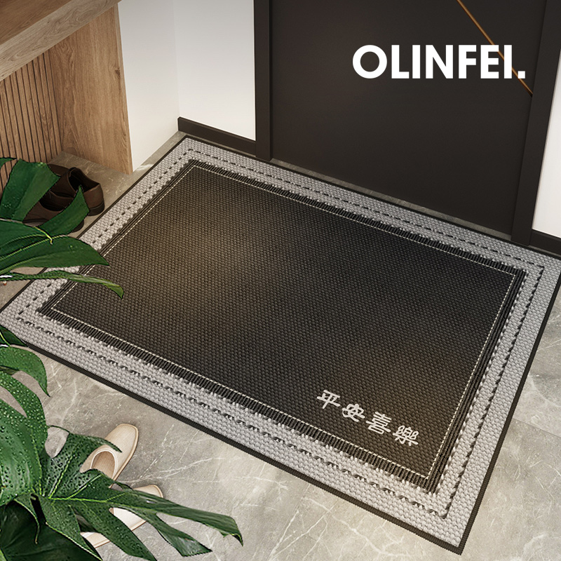 黑色耐脏地垫入户门垫高级轻奢进门门口脚垫防滑地毯家用玄关垫子