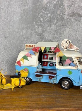 单车自行车雪糕手推车模型冰淇淋餐汽车甜品店咖啡店摆件女孩礼物