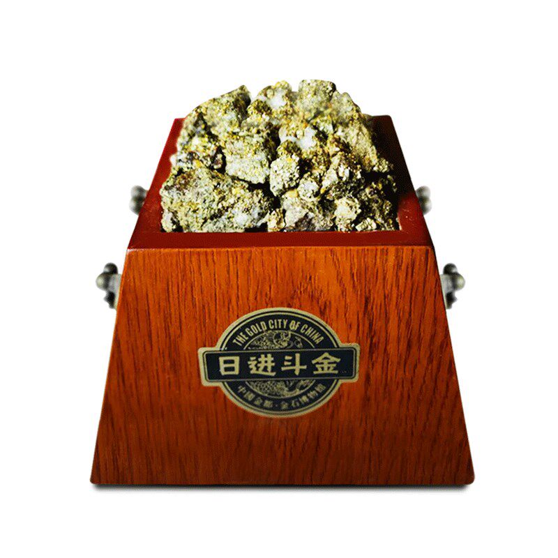 可定制招远天然金矿石日进斗金玄关茶室前台家居办公商务桌面摆件