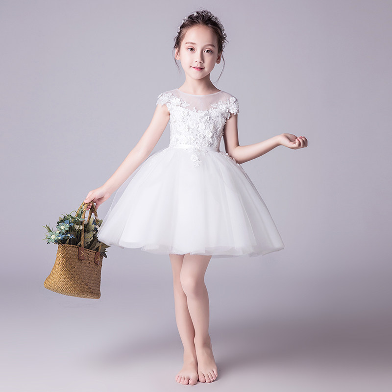 女童晚礼服钢琴演出服高端花童婚礼小女孩儿童公主裙主持人蓬蓬纱