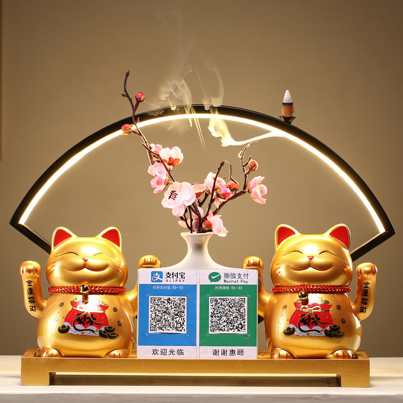 摇手招财猫摆件创意开业送礼品新店铺开张收银台家居客厅自动招手
