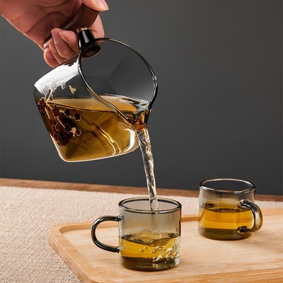 公道杯玻璃高档茶滤网一体分茶器茶具公道杯三件套茶海小青柑茶漏