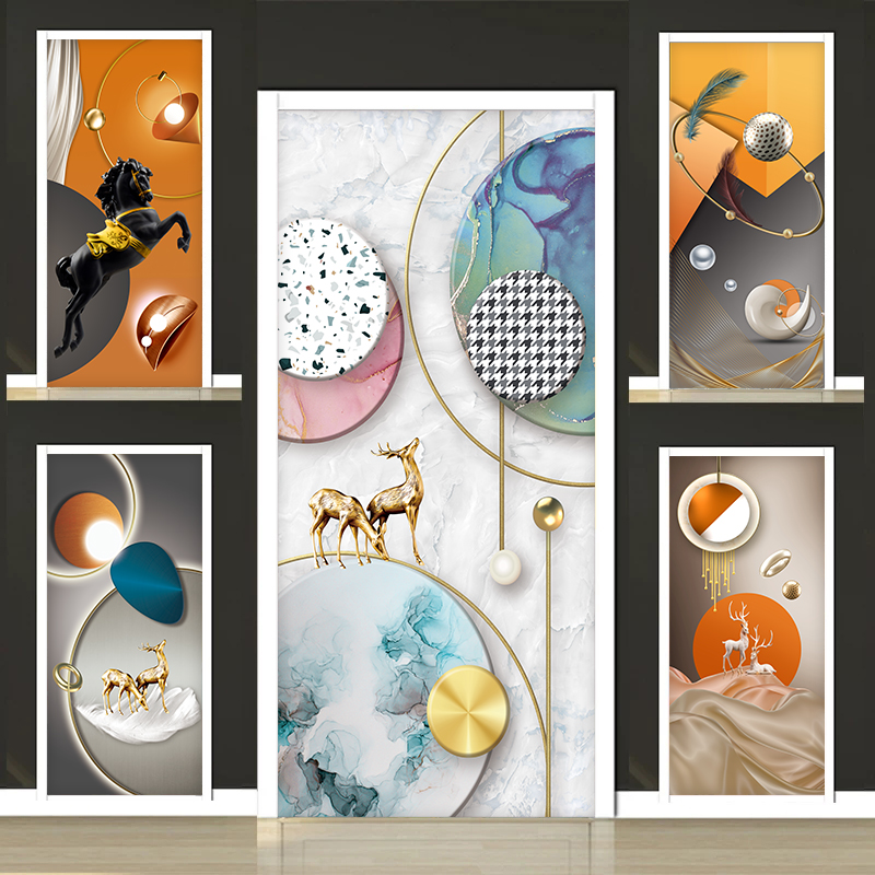 轻奢门贴纸整张自粘装饰柜子木门翻新房门遮丑玻璃门防走光贴画