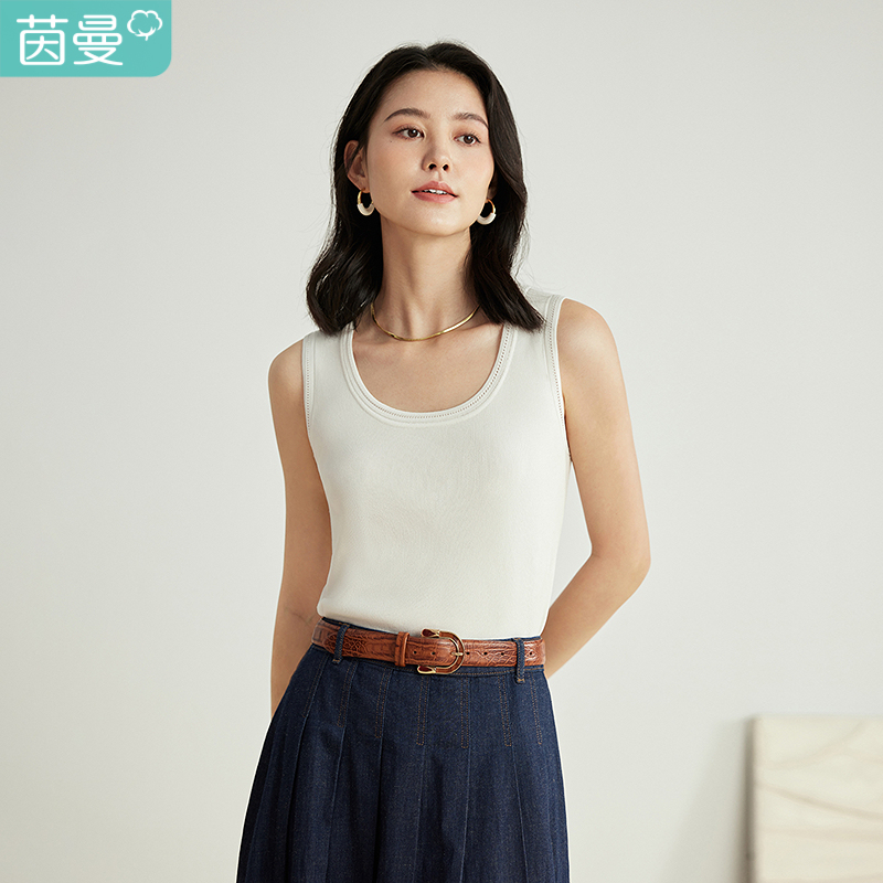 【商场同款】茵曼休闲U领针织背心2025夏季女装新款修身吊带上衣