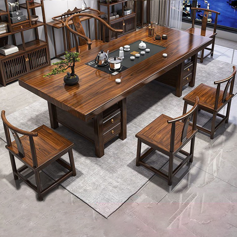 实木茶桌新款整木大板全自动一体家用桌椅茶台组合办公室茶几茶具