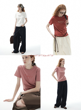 Sayhitotomato【小花束】小版型基础款小个子印花圆领棉短袖T恤