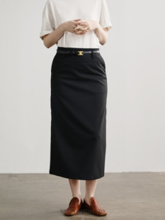 Sayhitotomato分割线腰部修身 直筒显瘦半身裙 百搭经典