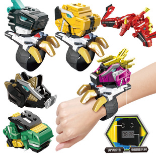 正版 迷你特工队变形手表玩具男孩炫龙裂变机甲机器人超级恐龙力量