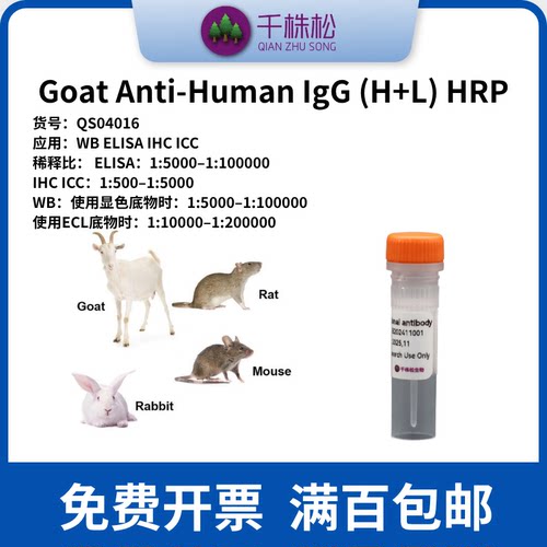 Goat Anti-Human IgG (H+L) HRP，二抗，WB/ELISA/IHC实验 高浓度