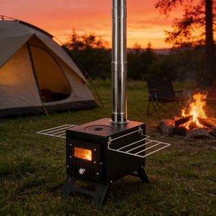跨境热销2030小型柴火炉多功能房车折叠户外野炊炉野外取暖帐篷炉