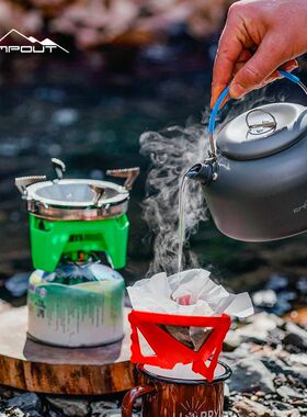 CAMPOUT户外烧水壶野营茶壶野外炉具便携烧水燃气水壶1.4L铝壶