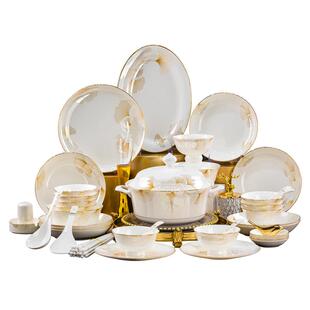 景德2025新镇瓷款陶餐具碗盘乔碟子家用轻奢风骨瓷碗碟套装Z1204