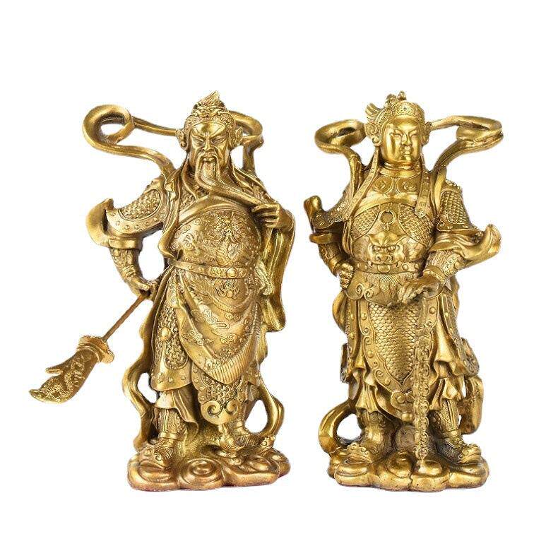 关公黄铜韦陀像提刀关公像开业礼品摆件金属工艺品铜D6122佛像家