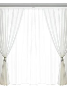 纯窗纱帘透不透人白帘纱色加厚窗纱免打孔魔术贴隔断光成品XKF白