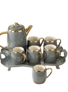 家轻奢水托盘套装用客厅高颜水值陶瓷待客杯杯子高级感茶杯G5114