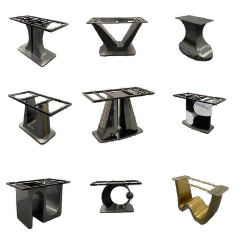 桌不锈钢金属底座架茶几脚架定制轻奢岩板桌支架餐腿家五金具工厂