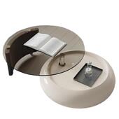 旋茶转奶油风茶几小户型钢化璃536几玻休闲客厅设师轻计奢高级感