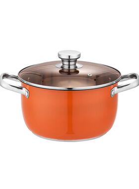 不锈钢双层蒸锅两层二层多用蒸煮锅橙色加合钢厚复磁多用汤锅电炉