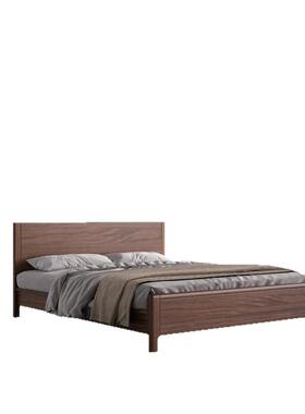 现代简约木美胡桃木1.8米实床双南619#人主卧床1.5风米原木家用卧