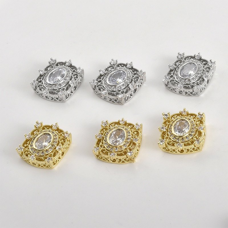 电镀真金保色复古宫廷蕾丝方形椭圆镶嵌盒子diy手作手链项链配件