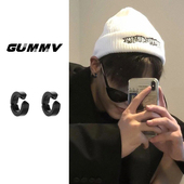 耳夹男耳环耳骨夹饰品耳坠男士 黑色小众设计男生中性耳饰高级配饰