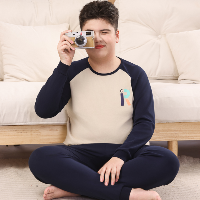 胖男童儿童套装纯棉大童睡衣女孩加肥加大码全棉毛衫秋衣秋裤新品
