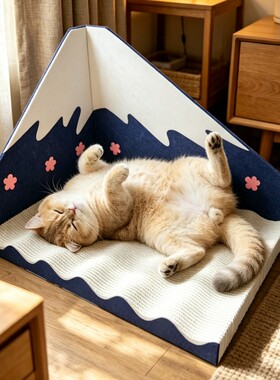 富士山猫抓板靠墙立式雪山猫磨爪子猫窝猫床一体跨境猫爪板高颜值