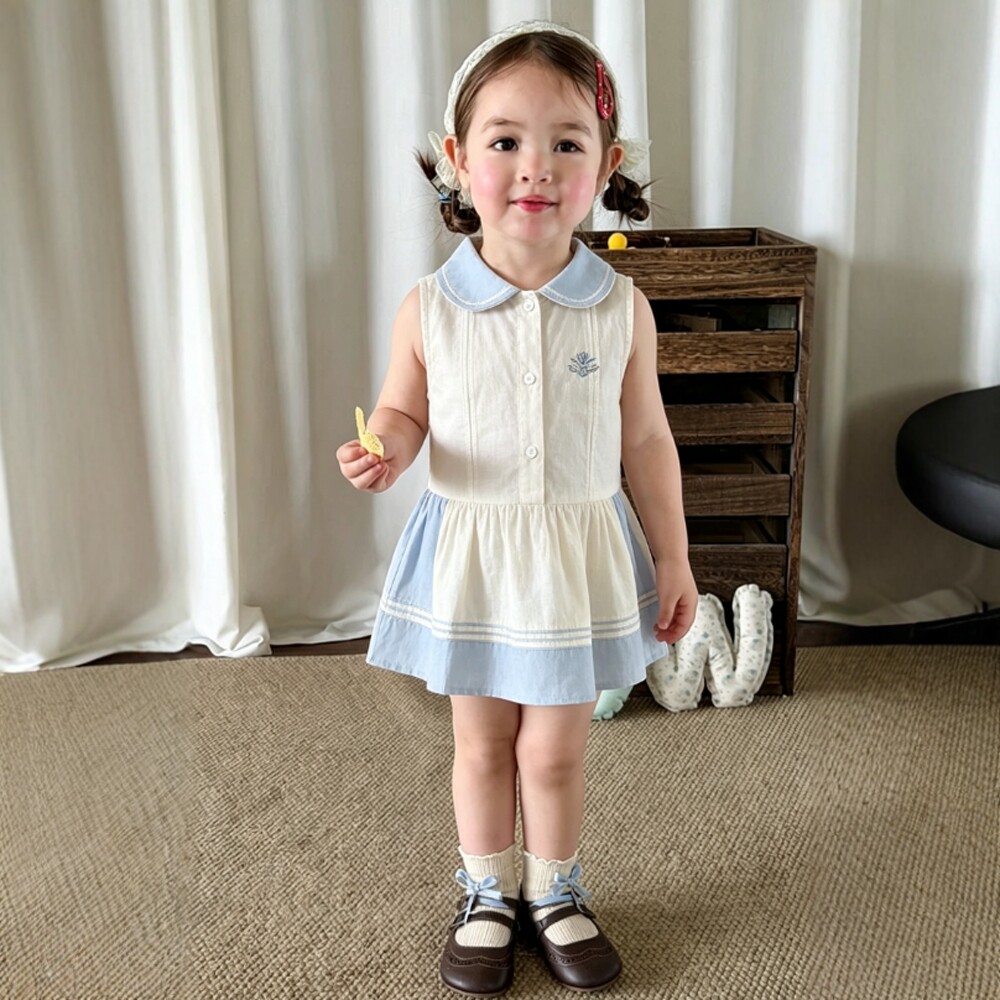 弦阁 背心裙女宝宝裙子新款夏装洋气女孩中大童连衣裙韩版童装