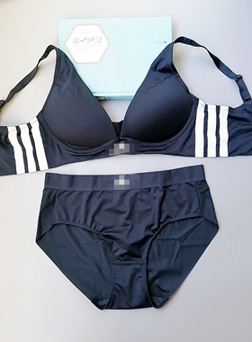 AD款韩国无钢圈内衣套装藏蓝色运动款速干女士运动文胸瑜珈健身